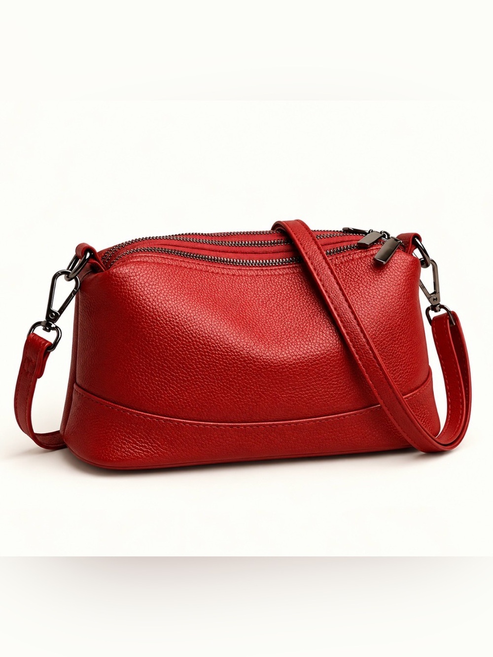 Classic Red Leather Crossbody Bag